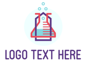 logo of a beaker with "logo text here" words underneath